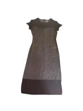 Plenty by Tracy Reese Black Silk Mixed Media Sheath Dress Studded Neckline 6